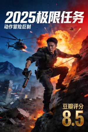 电影《2025极限任务》海报 - 动作冒险，豆瓣评分8.5